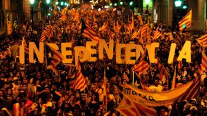 Manifestación  a favor de la independencia de Cataluña durante la celebración de la Diada 2013